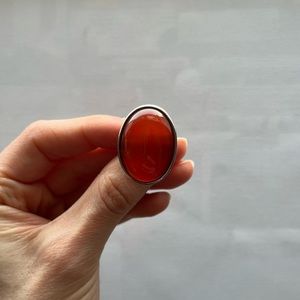 Red Agate Adjustable Ring